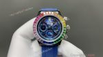 Rolex Daytona Rainbow Bezel 316L Steel 43mm Japan Quartz Movement Blue/Green Band Blue Watch